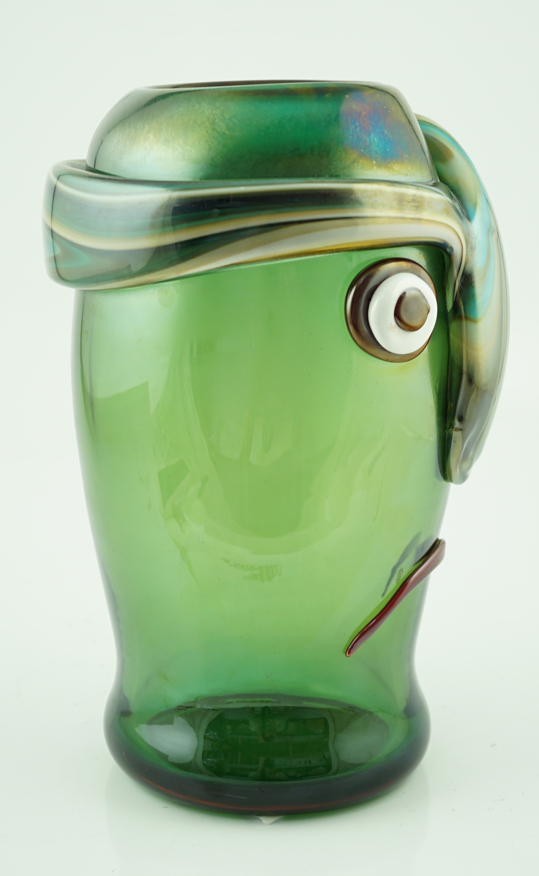 Oscar Zanetti (1961-), a Murano green ground glass Cubist style head of a man